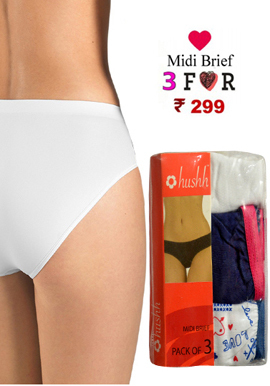 Hushh Womens Three Awesome Pack Of Midi Brief