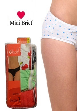 Hushh Womens Comfort Cool Midi Brief 3 Pack