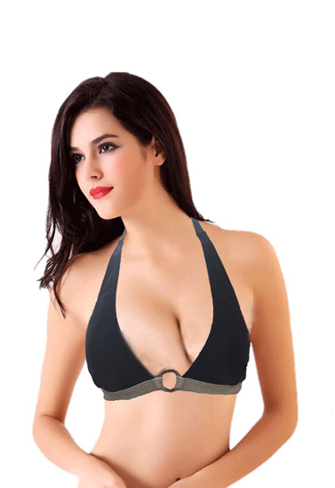 Stylish Black Grey Sporty Halter Bikini Top