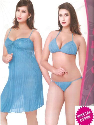 Dark Envy Sexy sky blue see through Babydoll Lingerie set