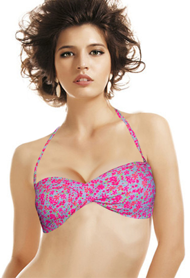 Wunderlove Pink Vintage Print Multiway Twisted Padded Bra