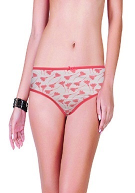 White Red Floral Printed Brief