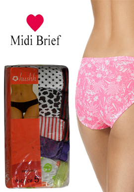 Hushh Womens Smooth Comfort Five Midi Briefs