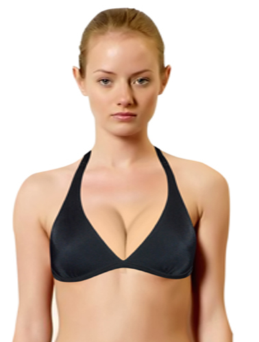 Womens Bold Black Halterneck Tri Bikini Bra