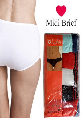 Hushh Womens Cool Soft Midi Brief Pack of 5