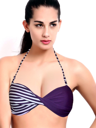 Ladies Front Twist Stripes Multiway Bra