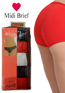 Hushh Womens Comfort Soft 5 Midi Brief