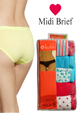 Hushh Ultra Comfy Set Of 5 Midi Brief