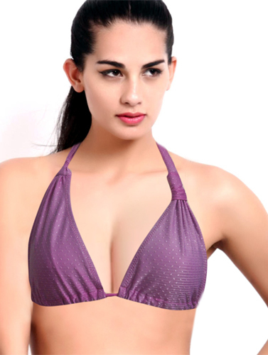 Beautiful Purple Comfy Tri Halter Bikini Top