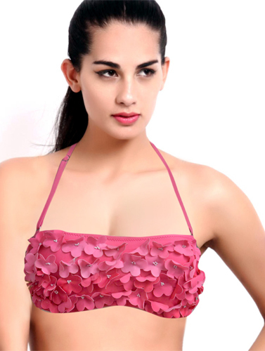 Beautiful Pink Flower Frilled Padded Multiway Bra