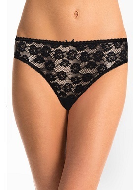 Black Fine Net Flower Brief