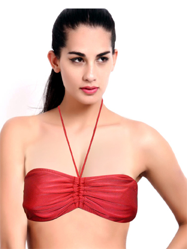 Donna Cute Red Bandeau Halter Bikini Bra