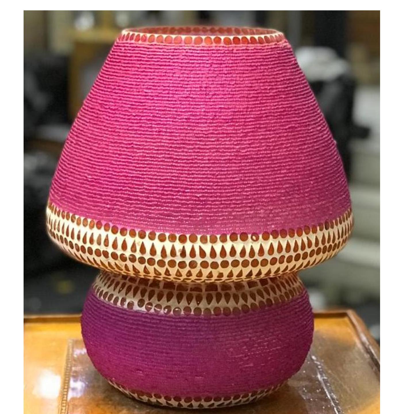 Mosaic Lamp Pink Moti Maala - 9 inch