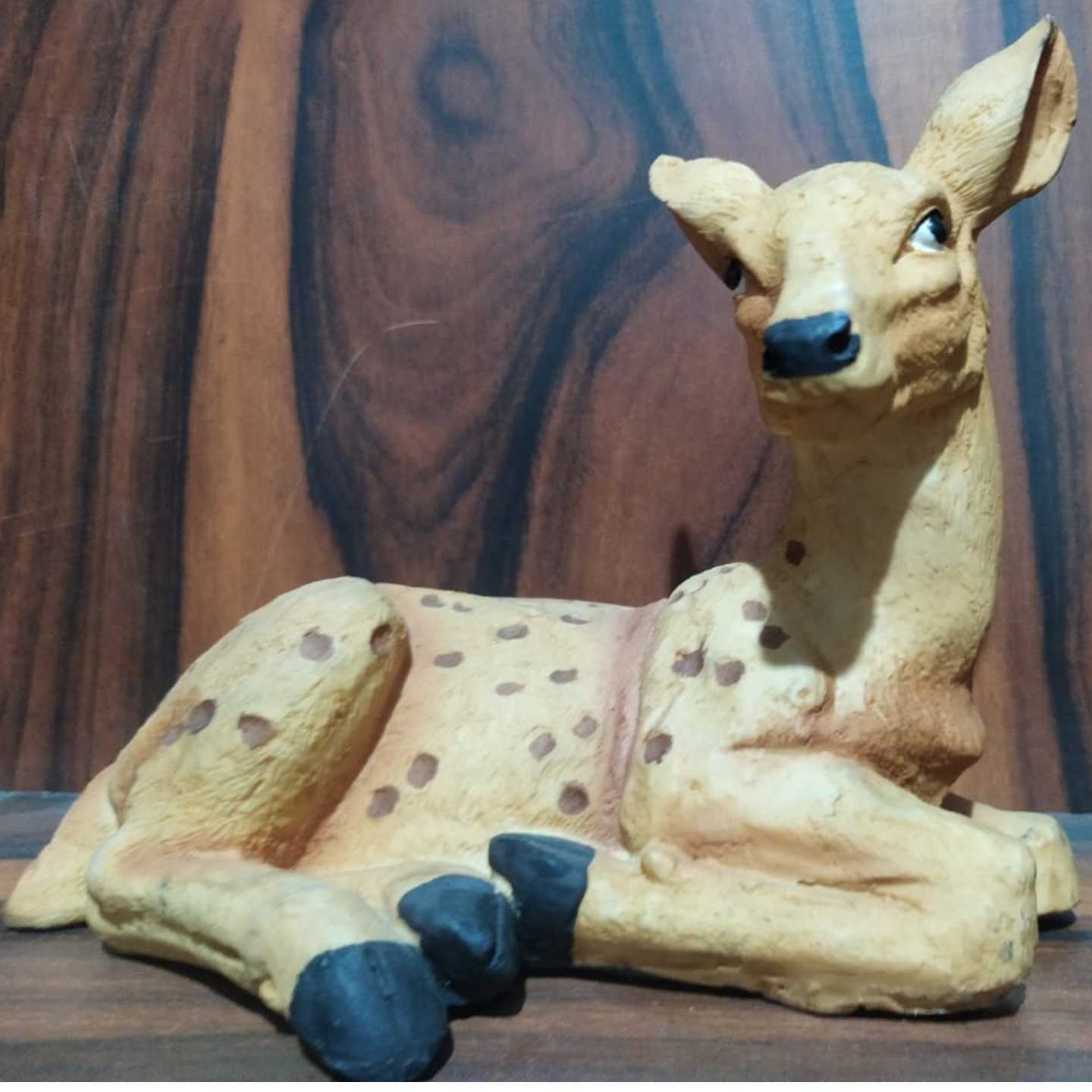 Sitting Deer Polyresin Statue   