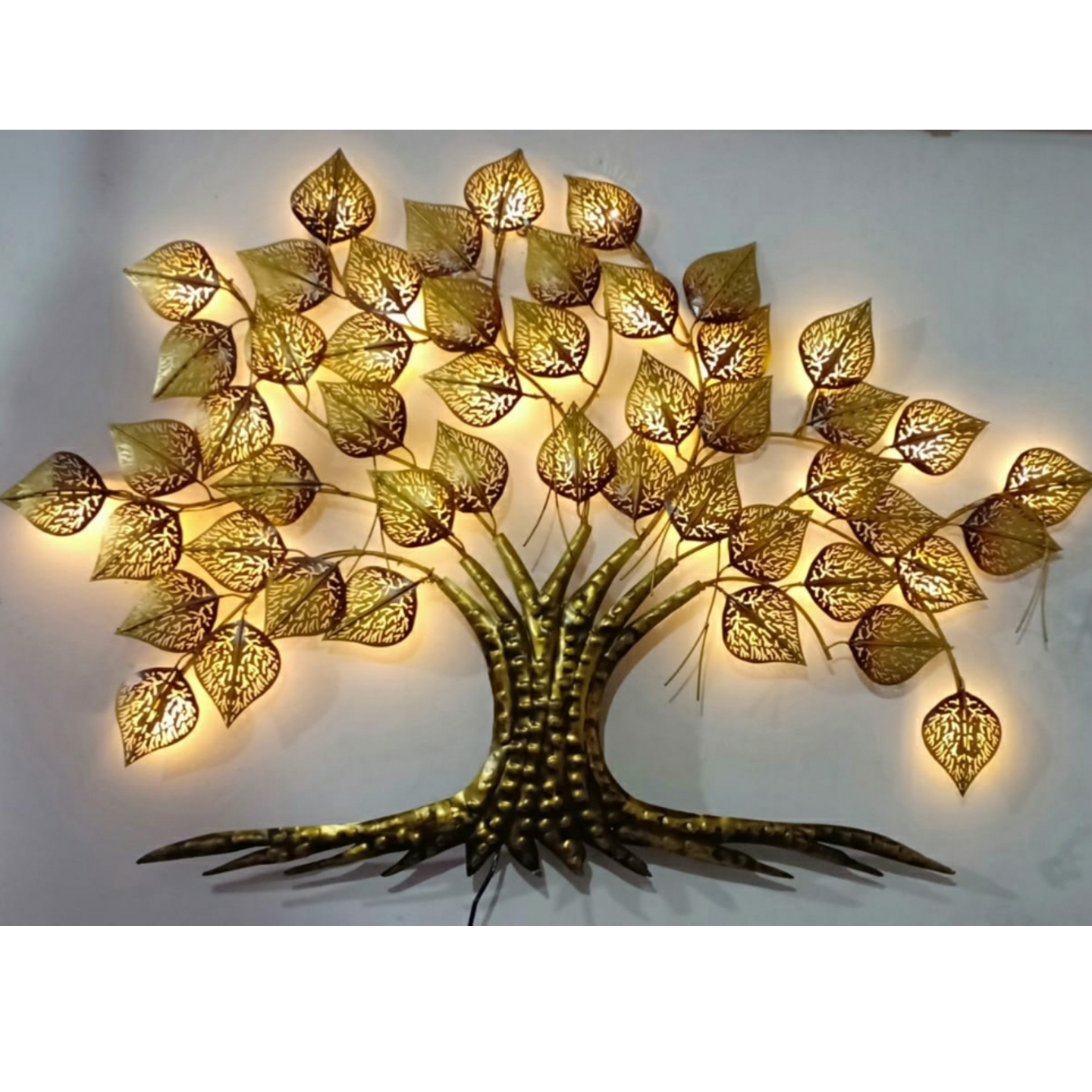 Gold Metal Tree with Led Wall Art