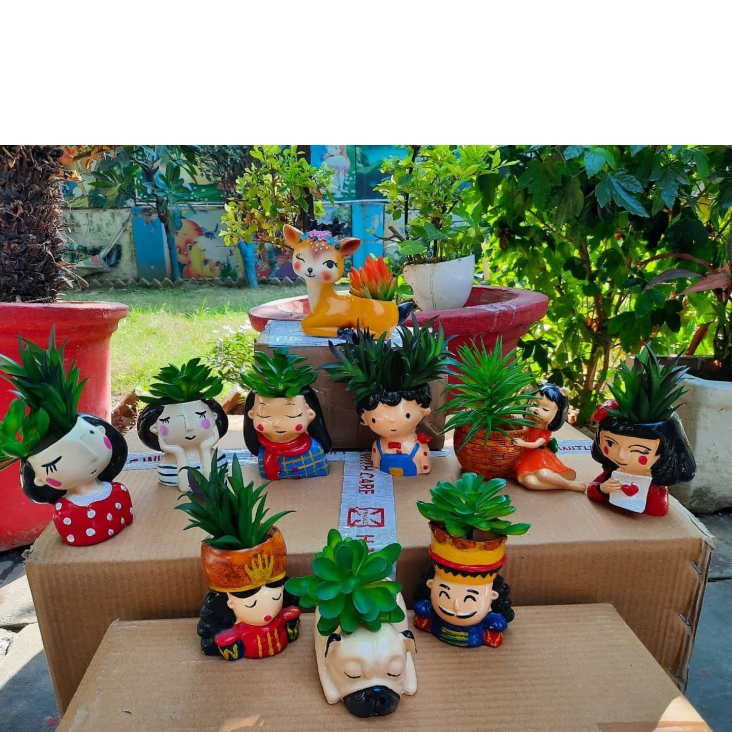 Unique Face Planters Set of 10