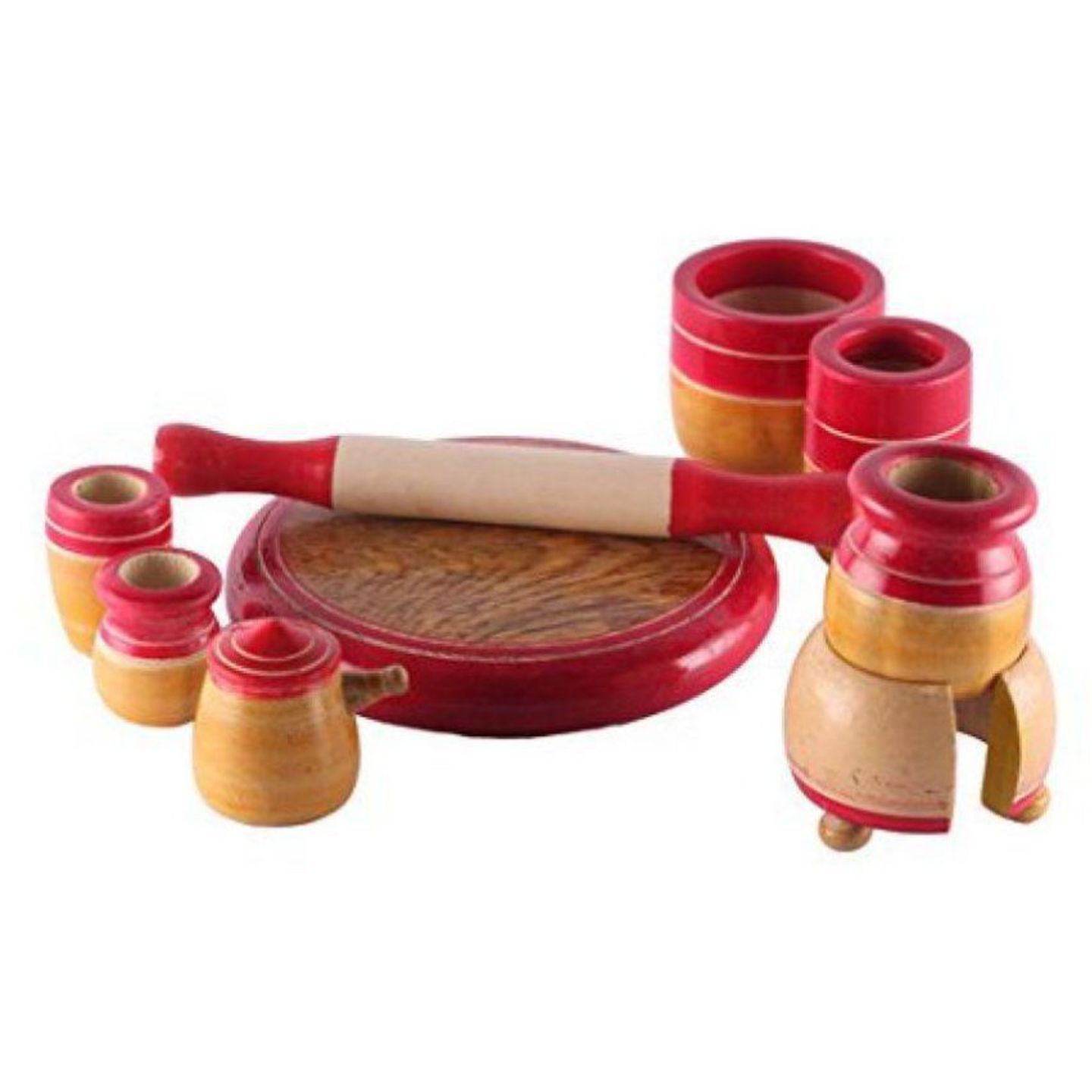 Red Wooden Toy Kitchen Set