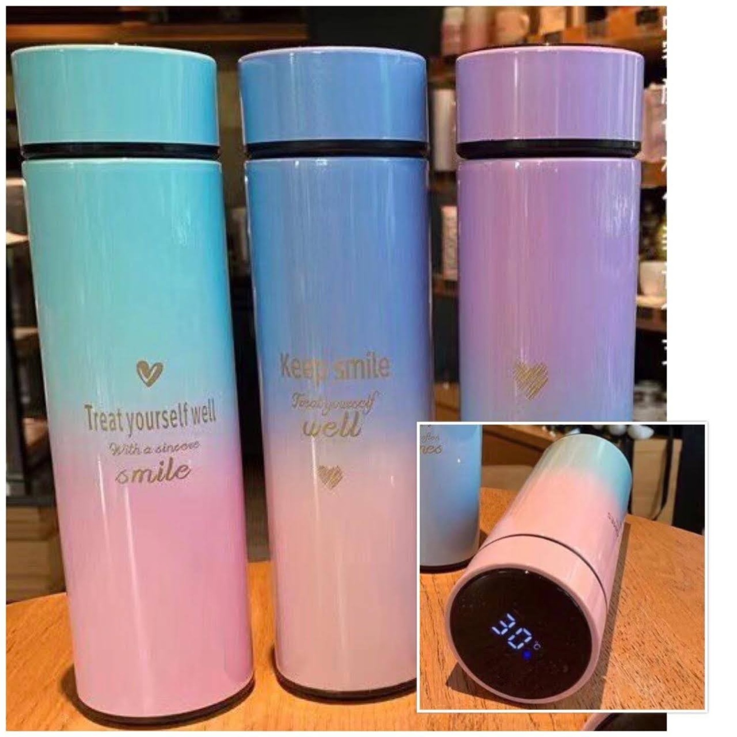 Stainless Steel Water Bottle with LED Temperature