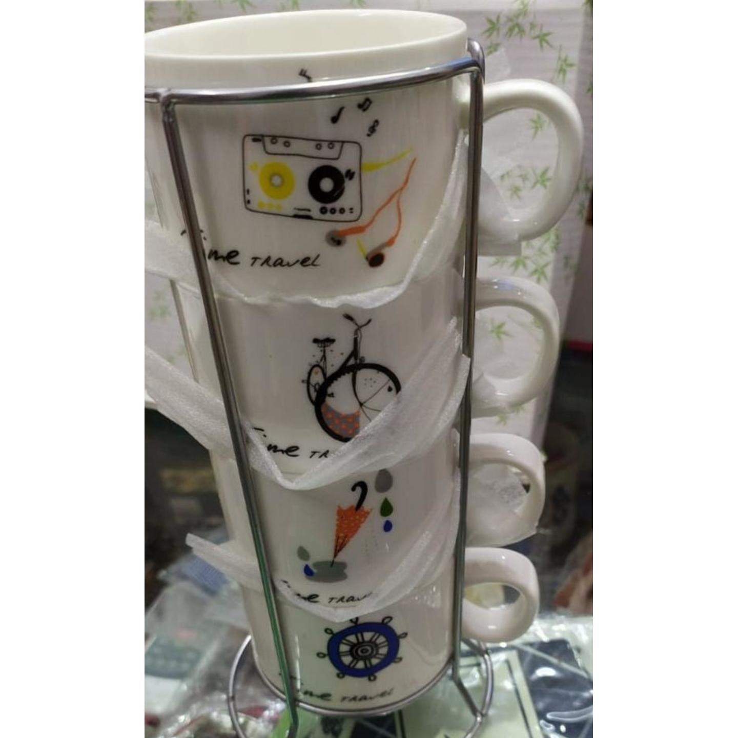 4pc Mug set with stand