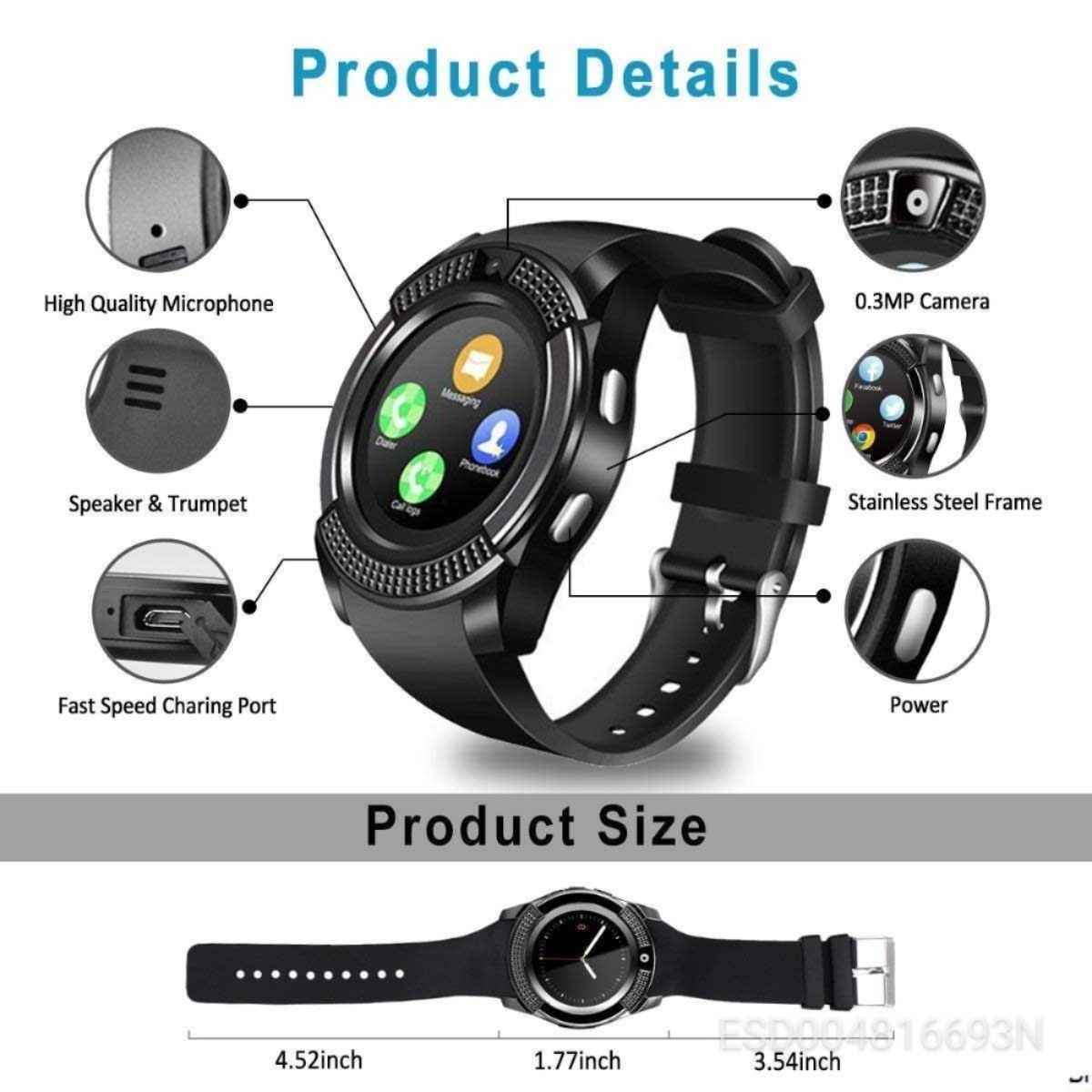 JAIDEN 4G Mobiles Smart Watch V8 Black Smartwatch (Black Strap Regular)

Item NO.ESD004816693N

