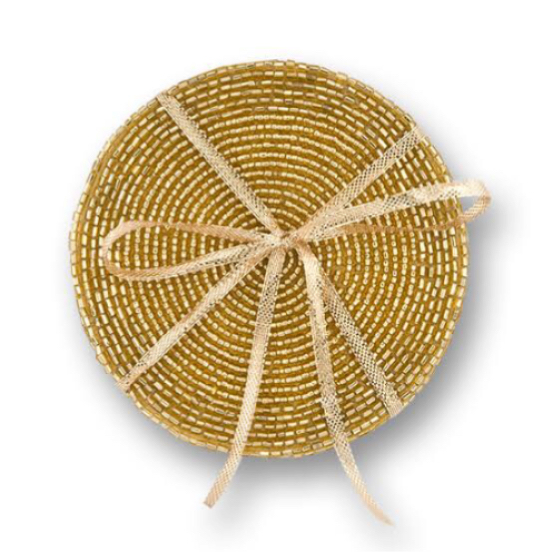 RTFACTS Decorative Hand-Crafted Beaded Round Coaster