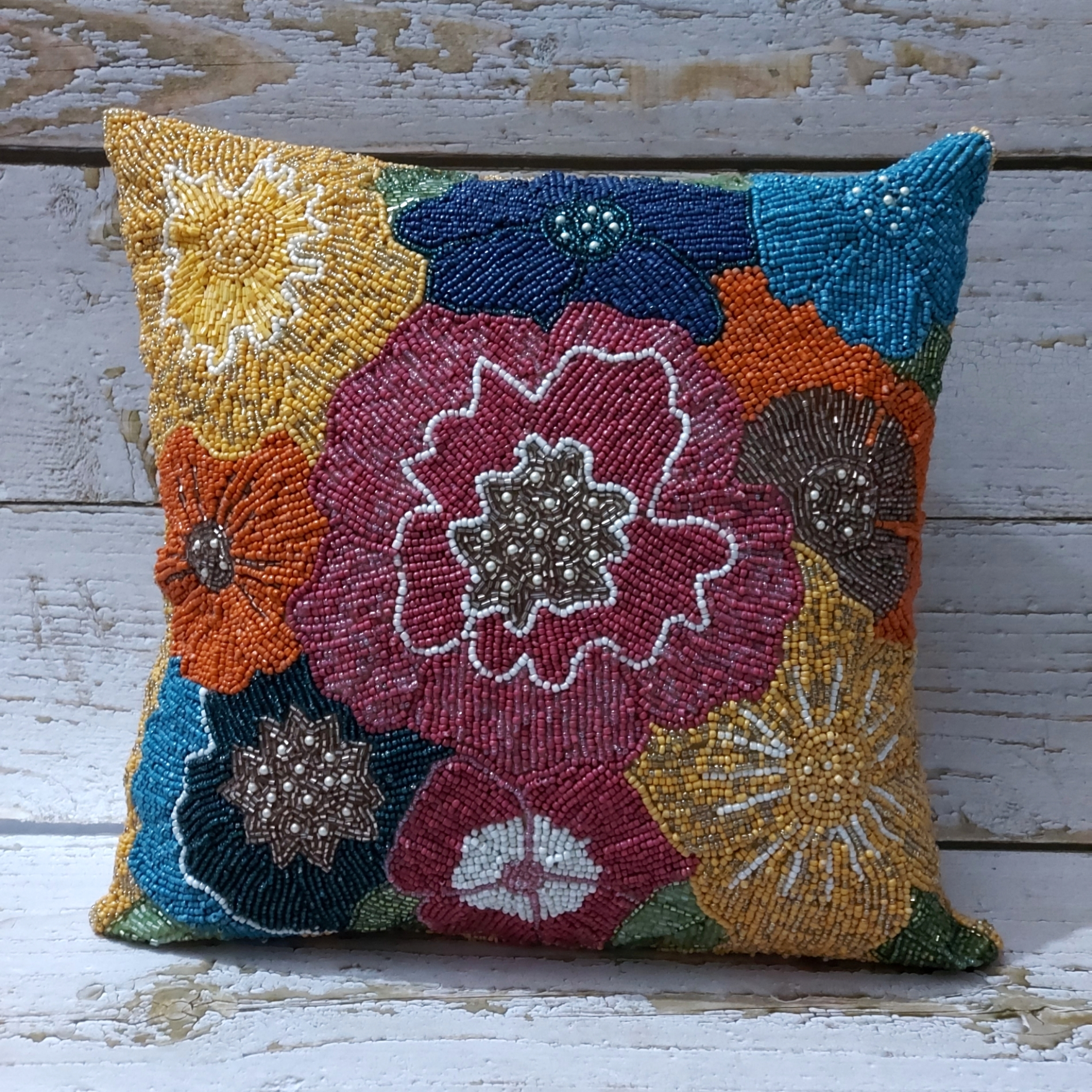 Multicolor Beaded Cushion Cover