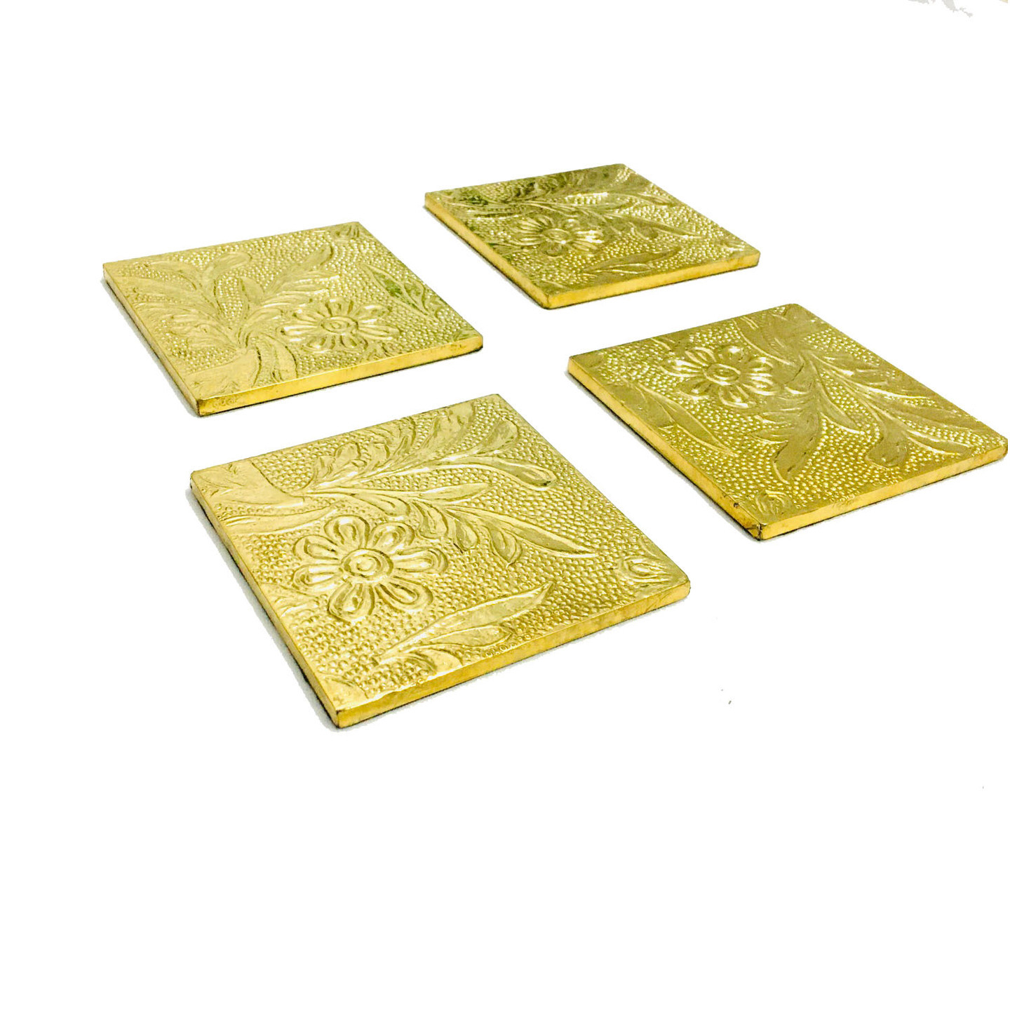 RTFACTS Beautiful Gold Brass Coaster Set Corporate Gift Item