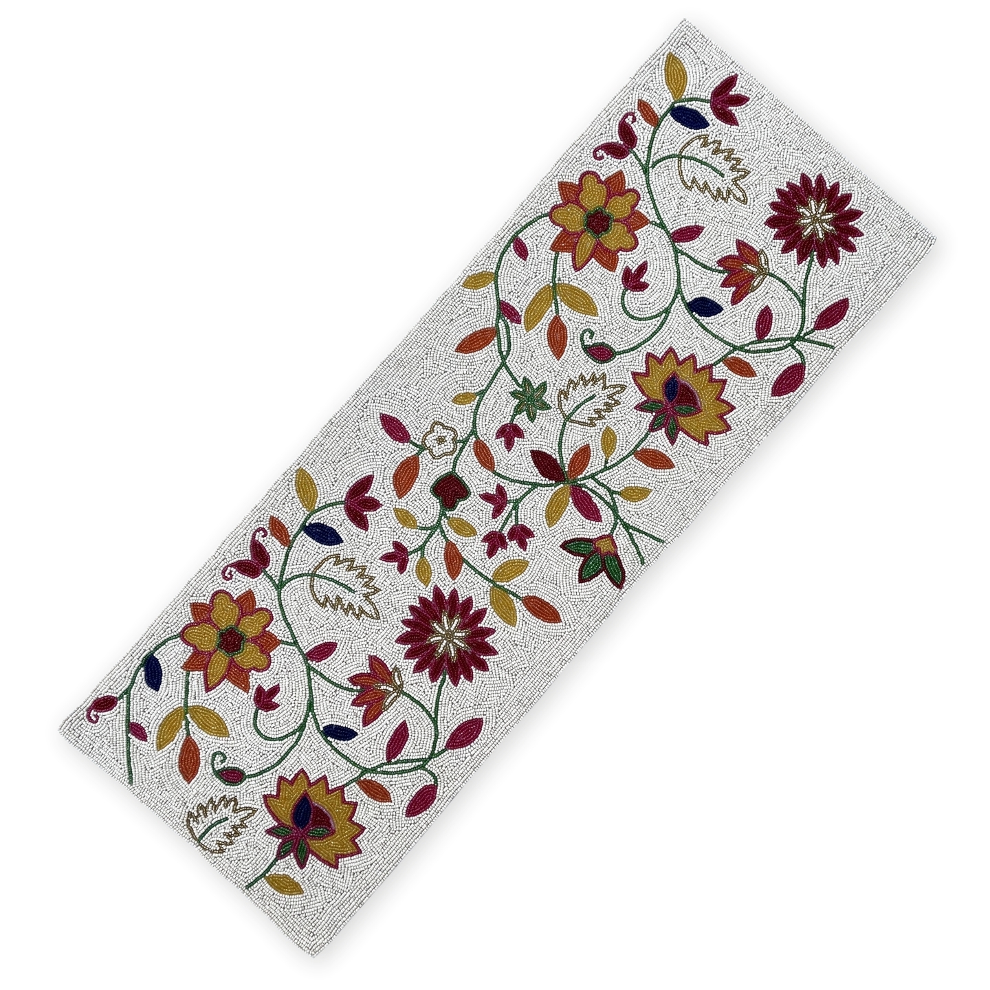 Multi flower beaded runner 13*36 Inches