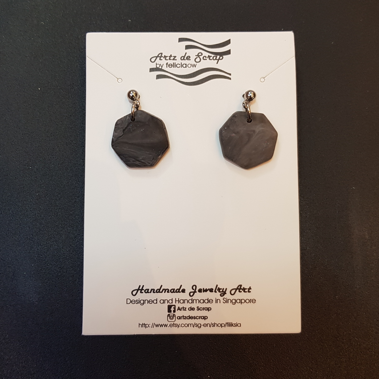 Translucent Marble - Pentagon Earrings