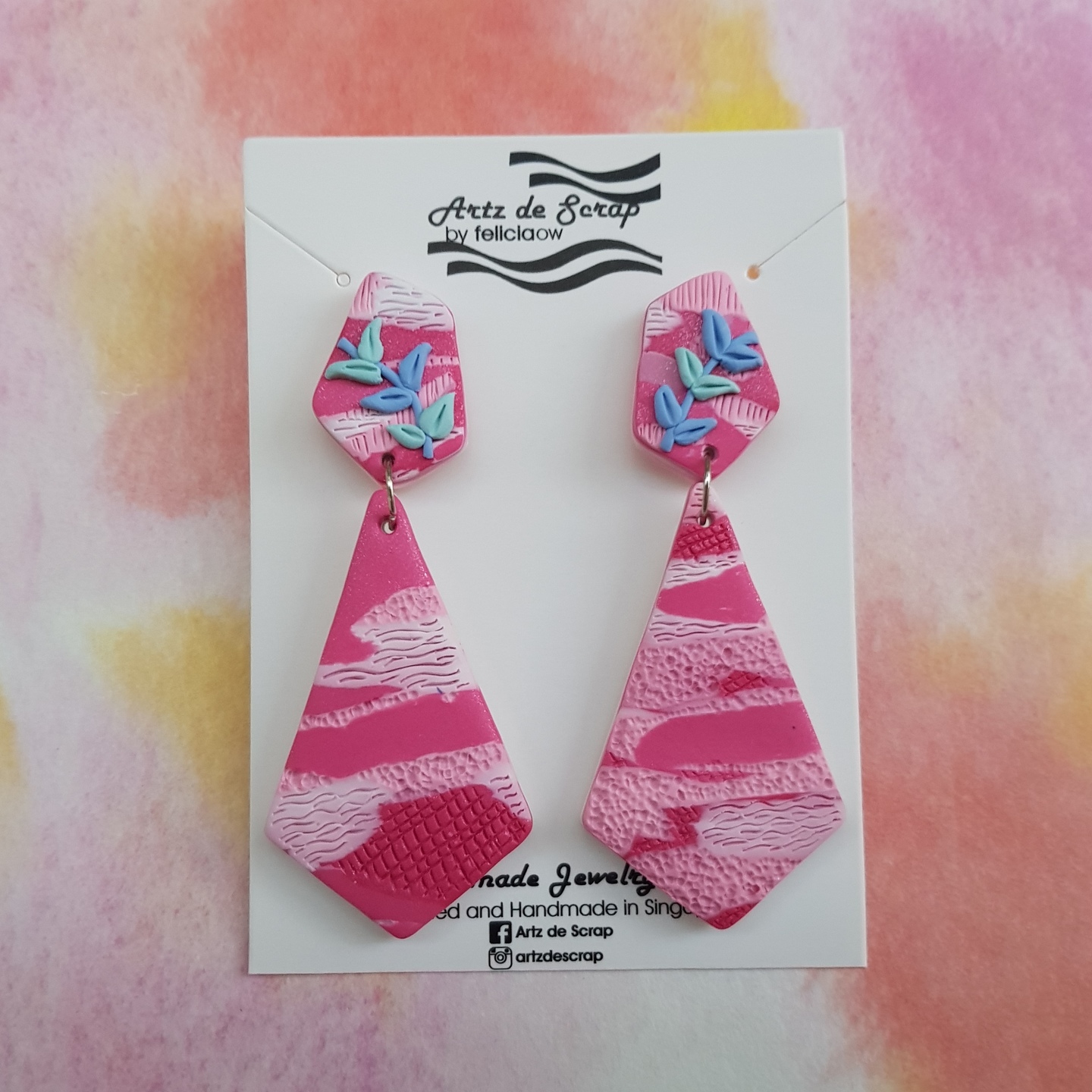 Sweet Pink Terrain - Diamond Terrain Earrings