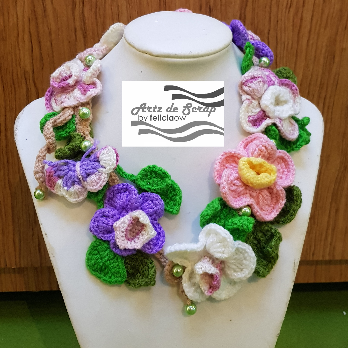 Crochet Orchid Garden Necklace