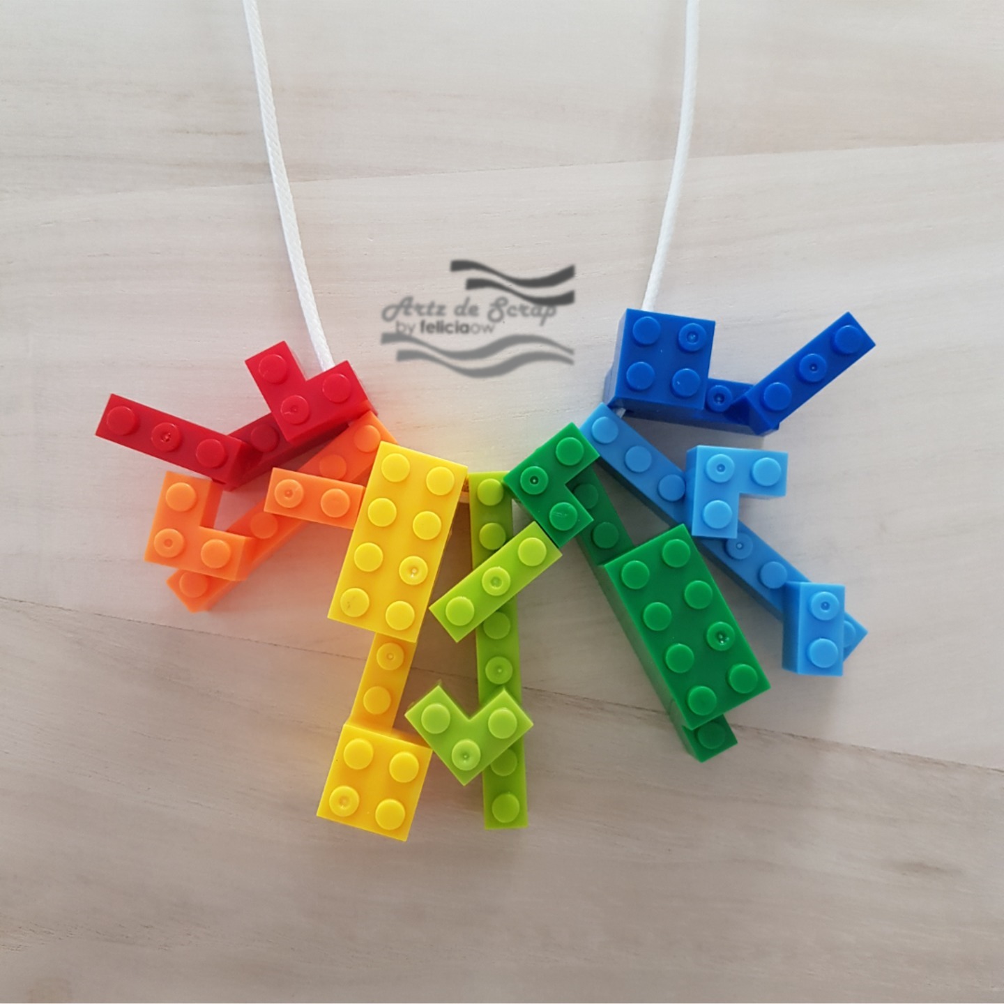 Coloured Bricks - Rainbow Necklace Chunky