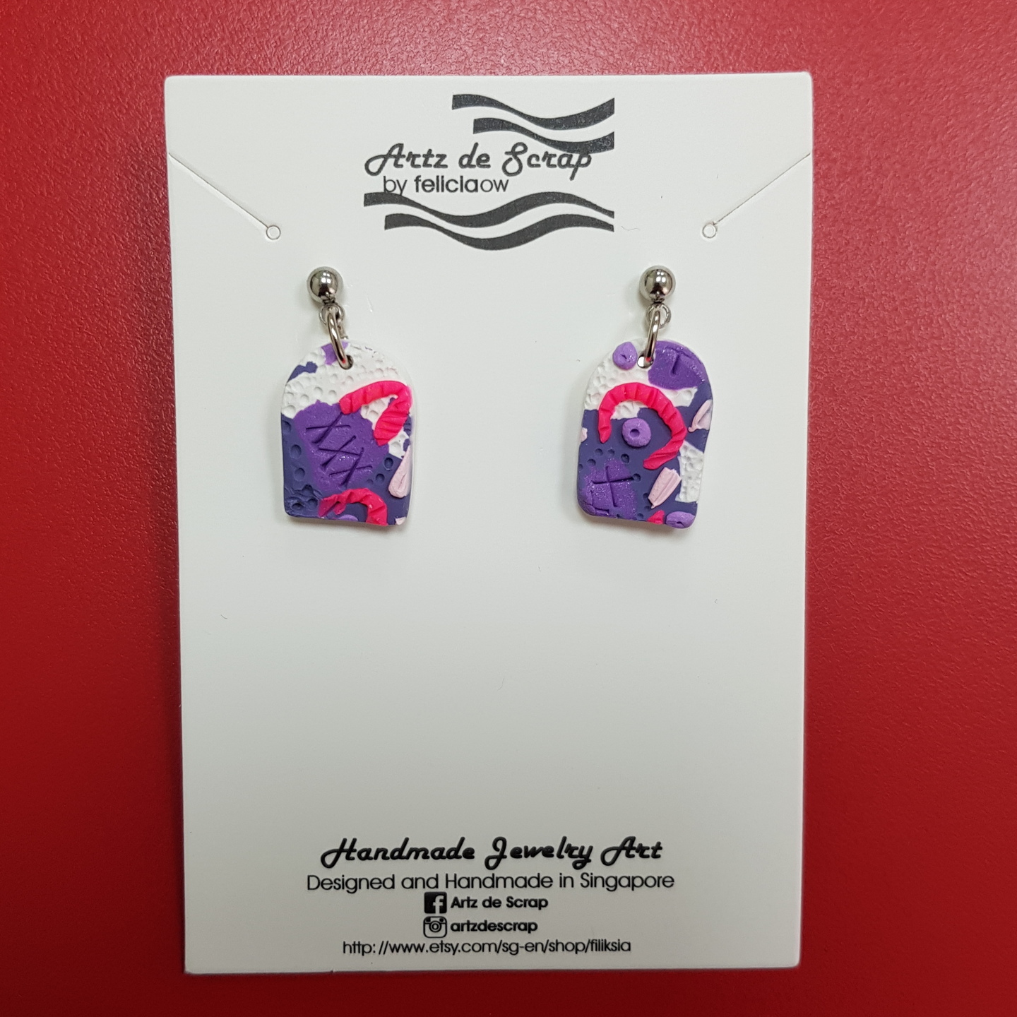 Purple Play - Long Arch Drop Earrings