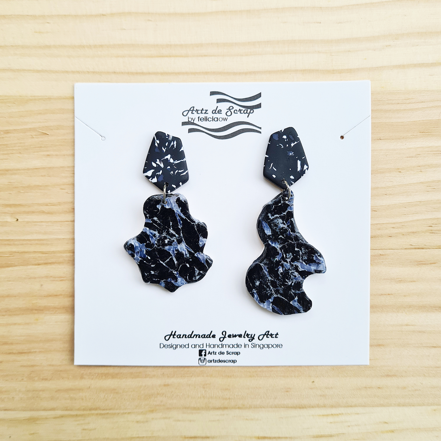 Natural Stones Inspired - Granite Organic Shape Dangle Earrings - 2