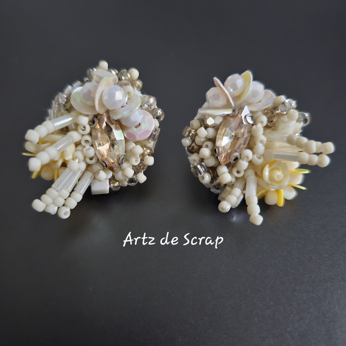 Coral Inspired - Beaded Studs White