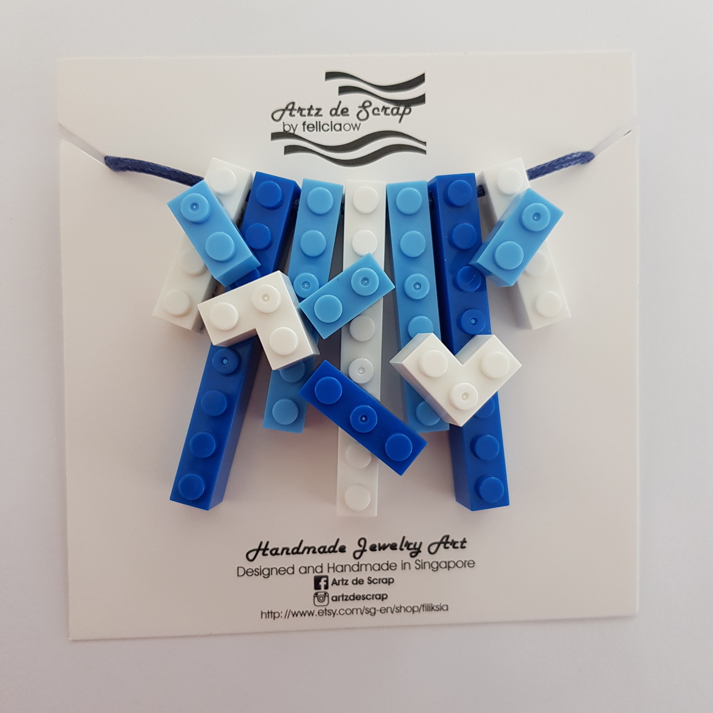 Coloured Bricks - Blue Necklace