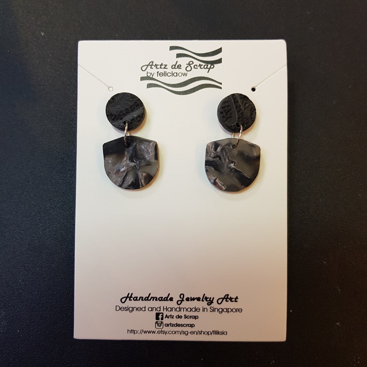 Translucent Marble - Shield Earrings - 1