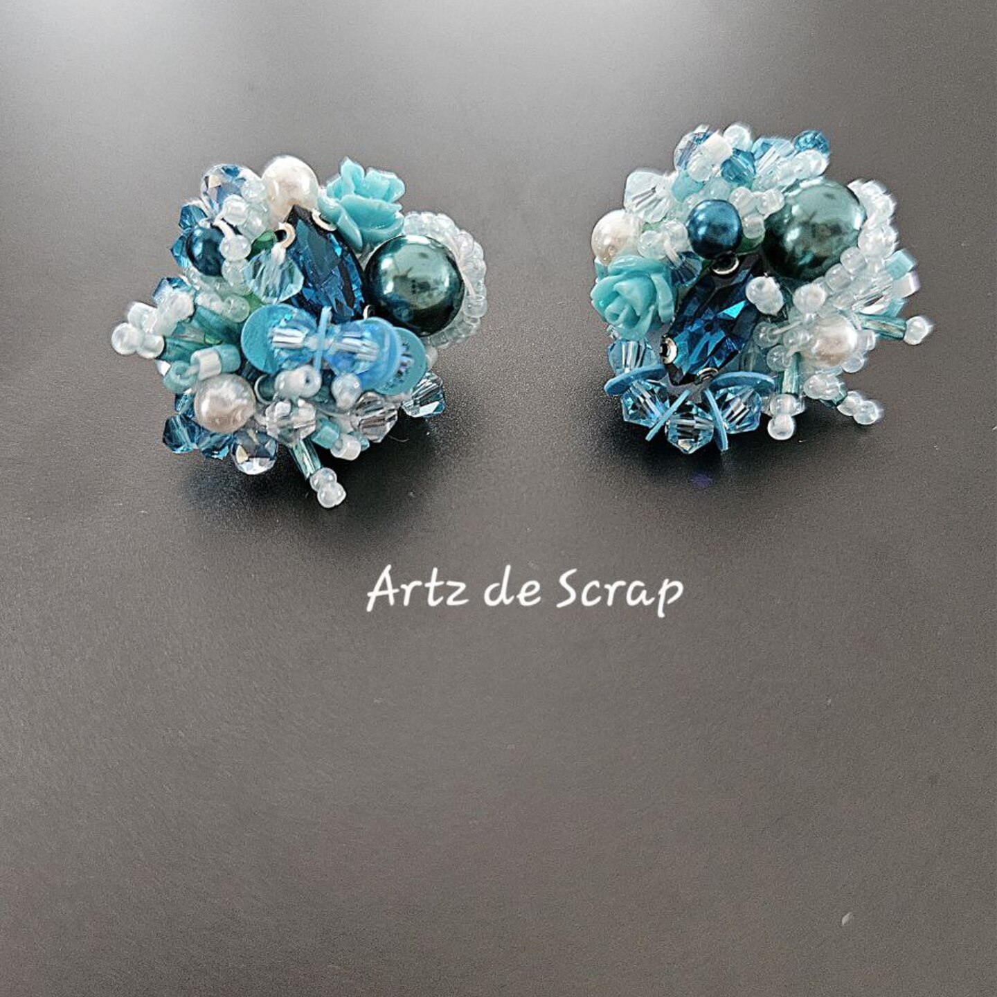 Coral Inspired - Beaded Studs Blue