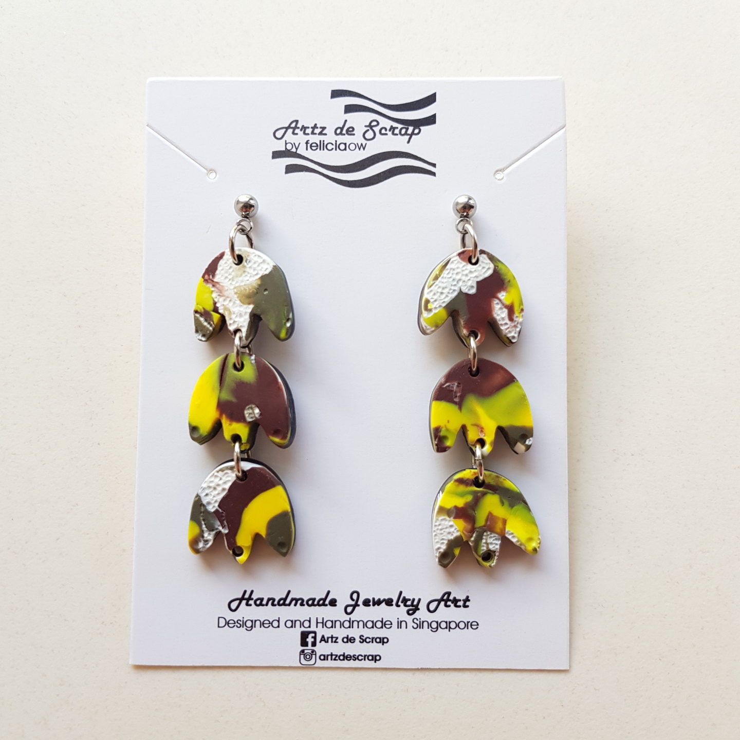 Camouflage - Triple Tulips Drop Earrings