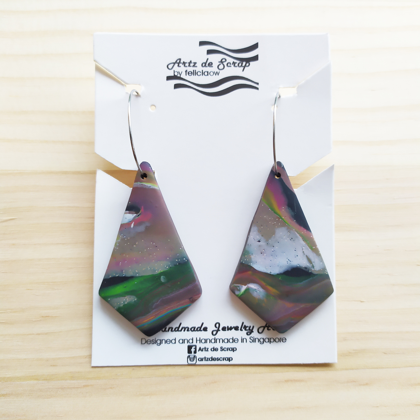 Terrazzo and Marble - Diamond Hoop Earrings