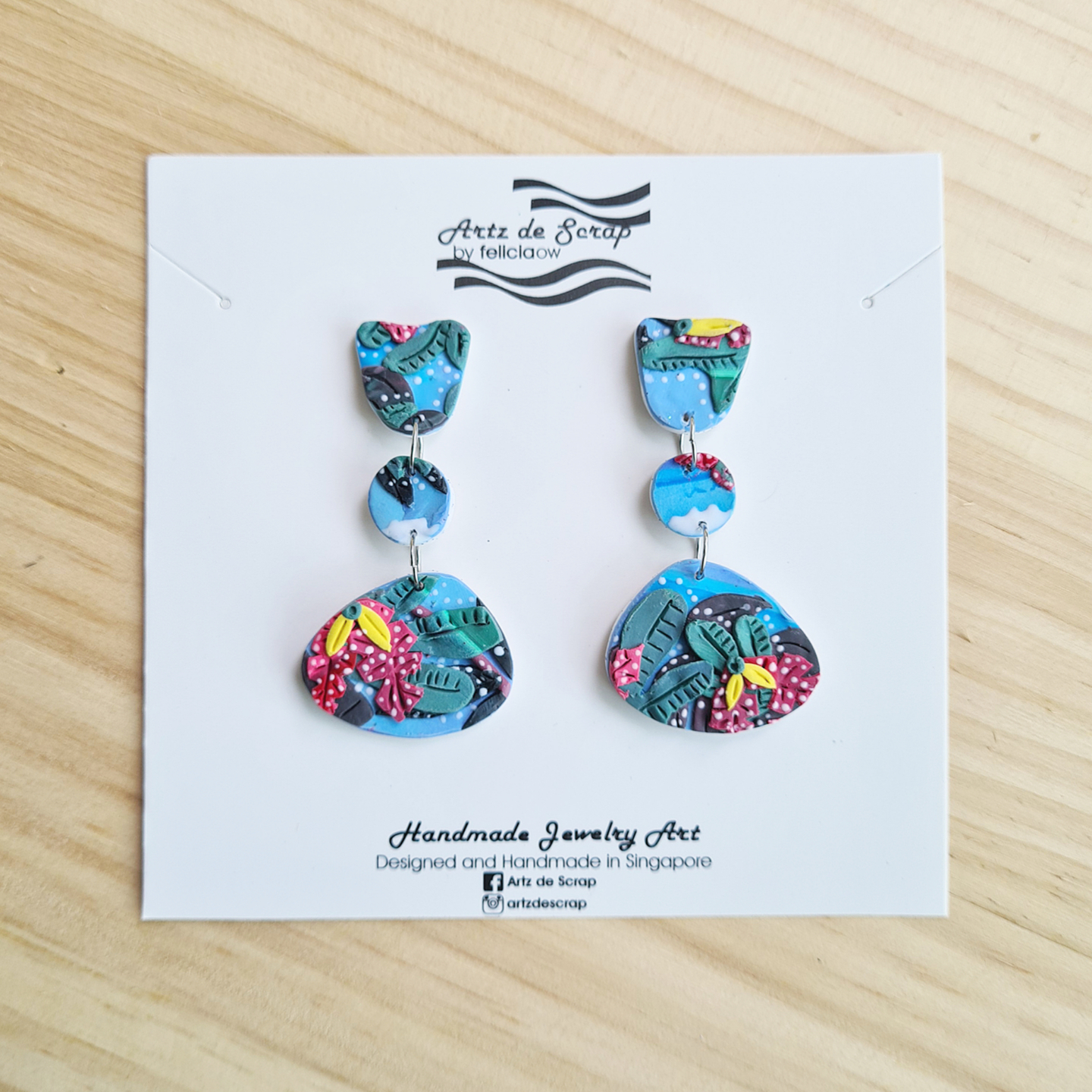 Tropical Leaves - Pebbles Dangle Earrings - 2