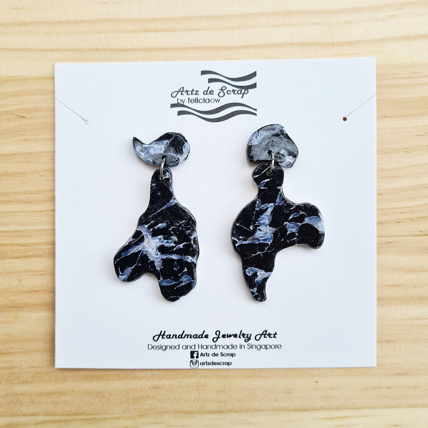 Natural Stones Inspired - Granite Organic Shape Dangle Earrings - 1
