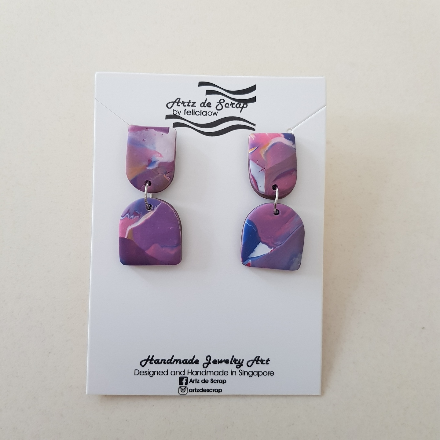 Colour Pop Terrain - Arch Marbled Terrain Earrings - 2