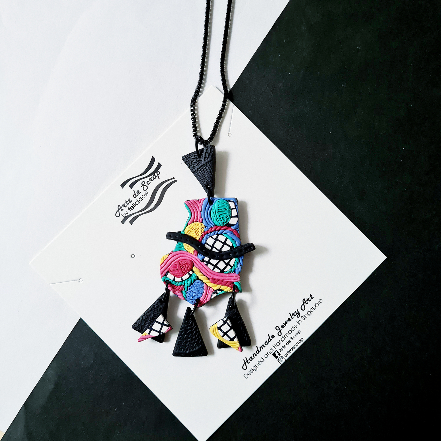 Patchwork Pop - Organic Dangle Necklace