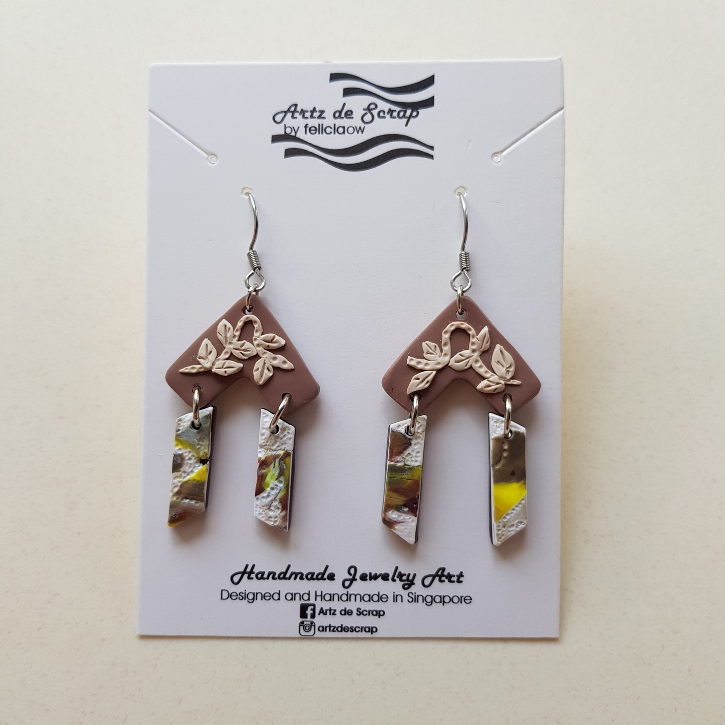 Camouflage - Leaves Arrow Drop Earrings