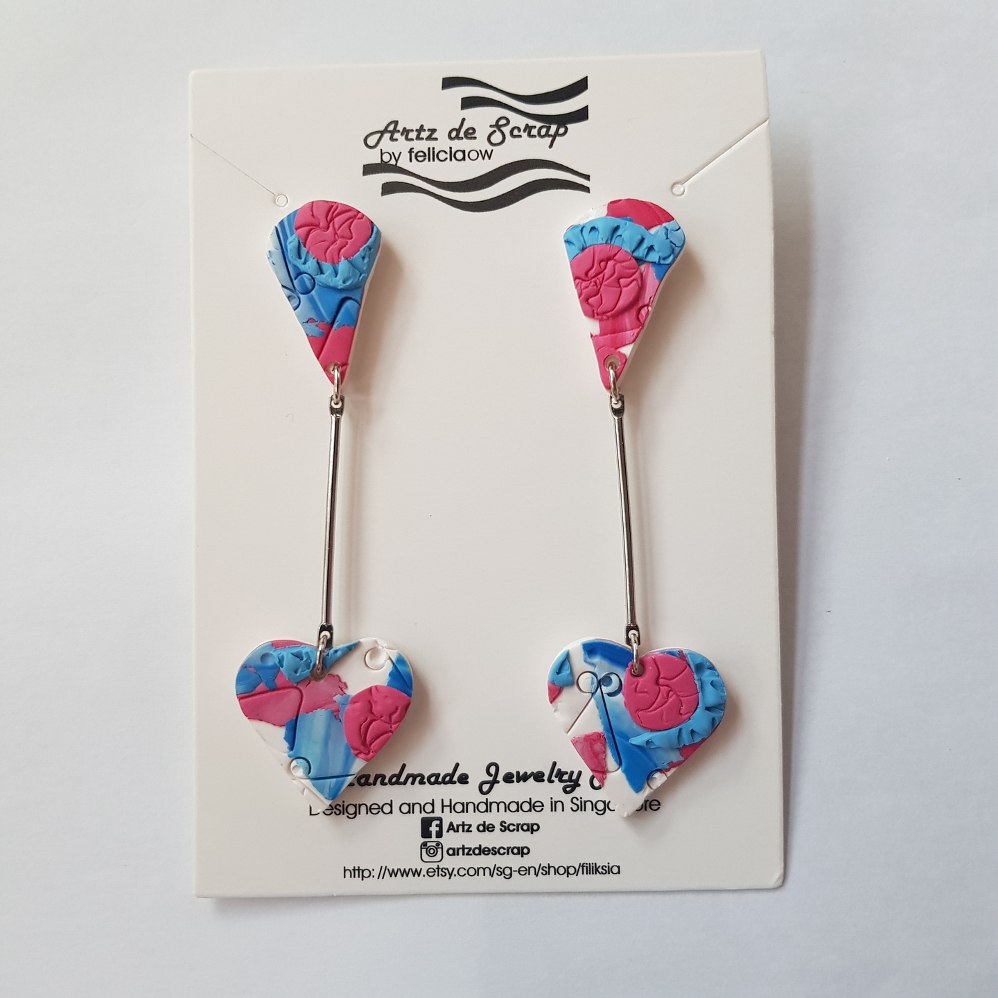 A Piece Of My Heart - Pointed Drop with Heart Dangle Earrings