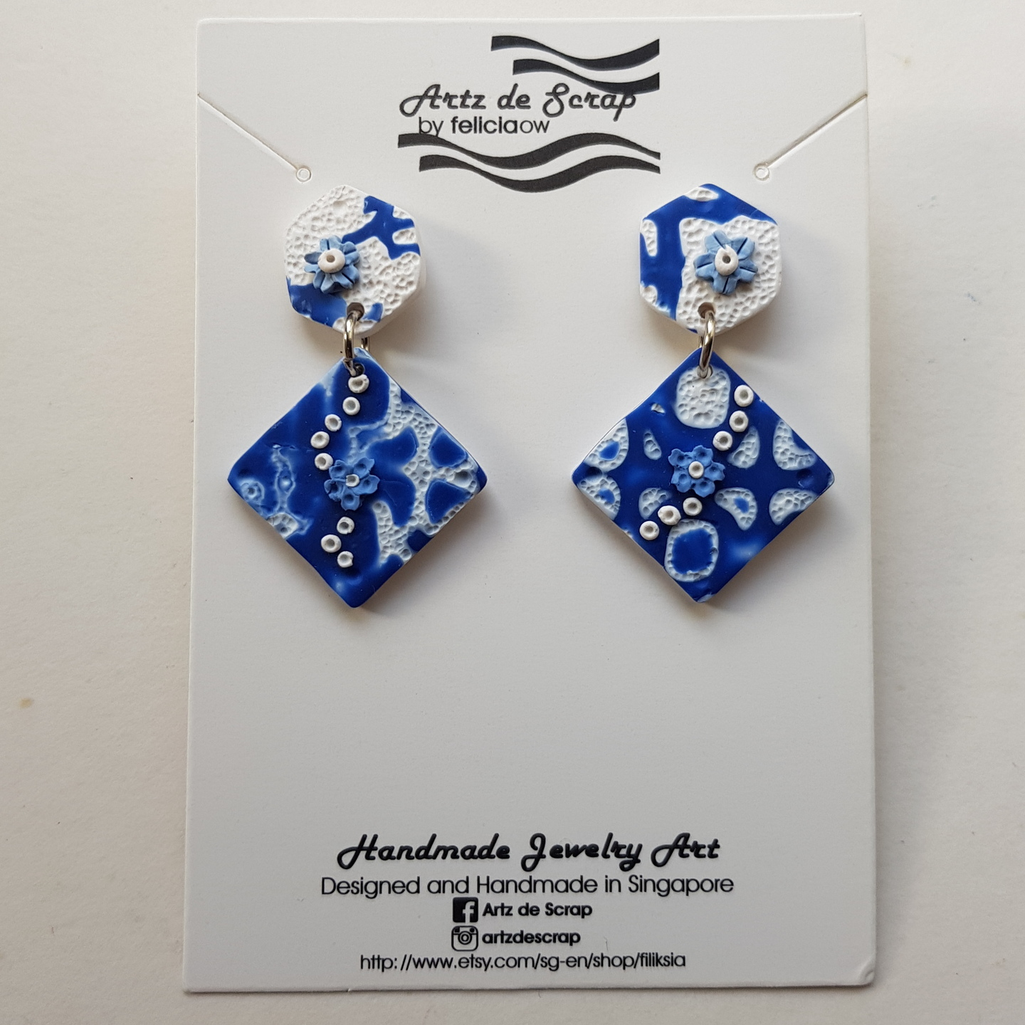 Blueprint - Blue Tile Dangle Earrings