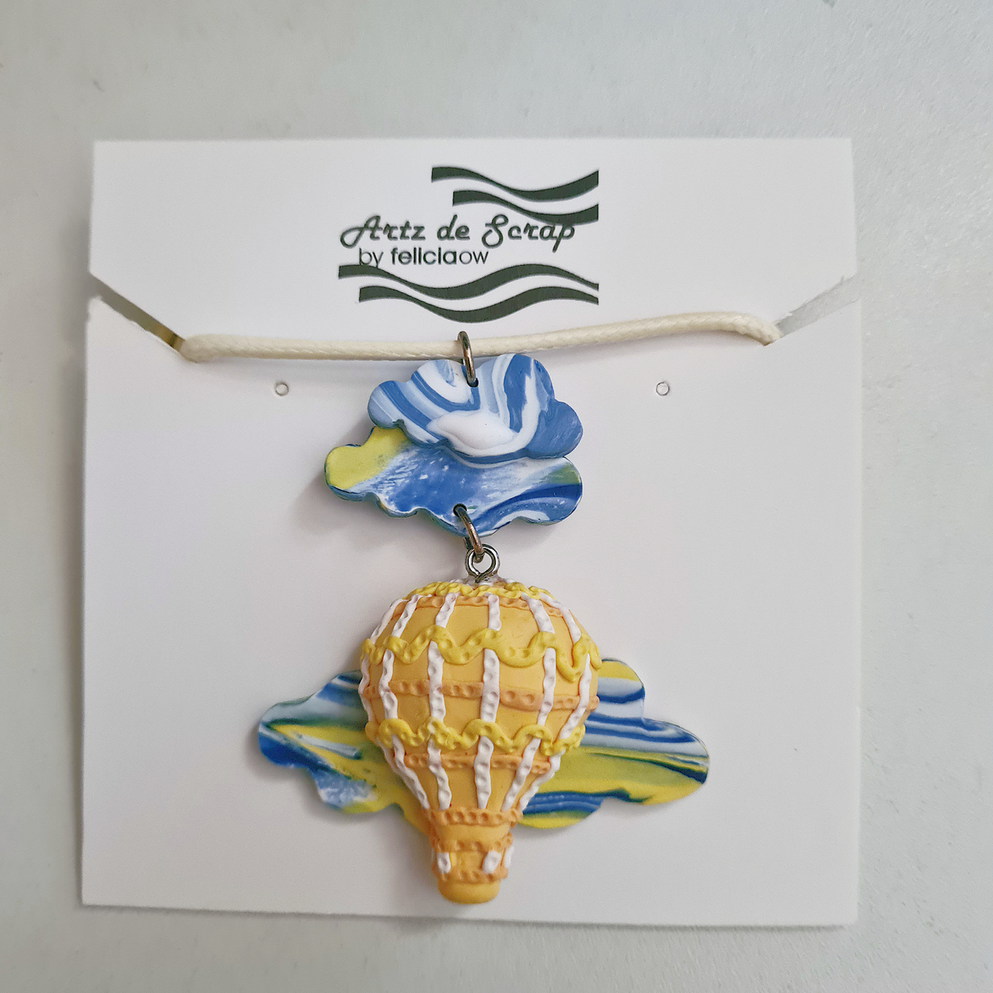 Adventure In The Clouds - Yellow Hot Air Balloon Dangle Necklace