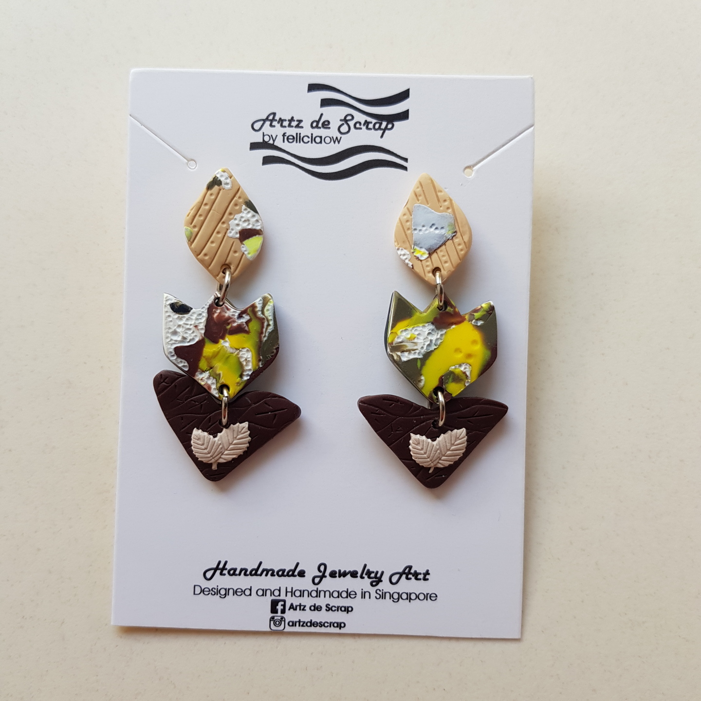 Camouflage - Tulip Stalk with Leaves Earrings