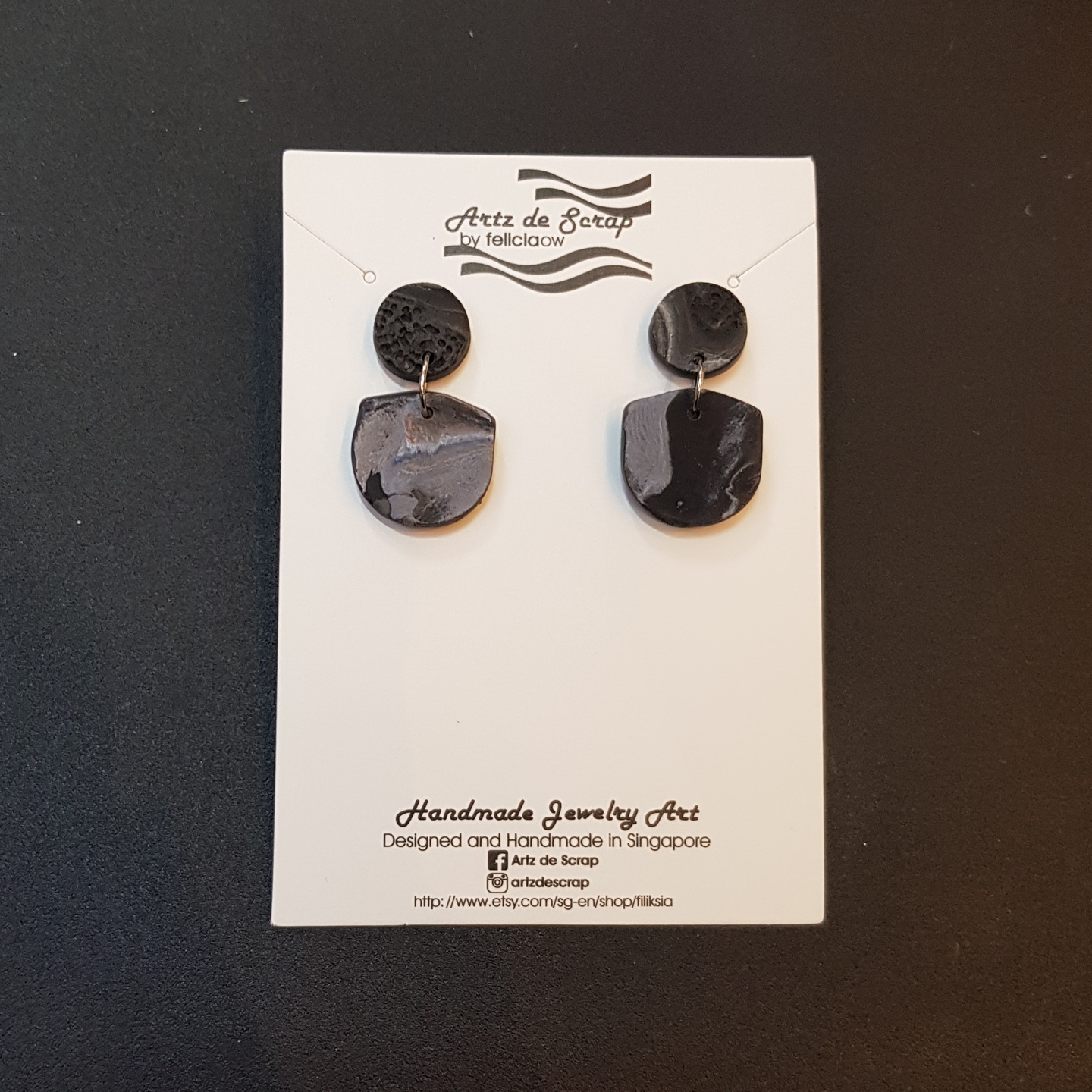 Translucent Marble - Shield Earrings - 3